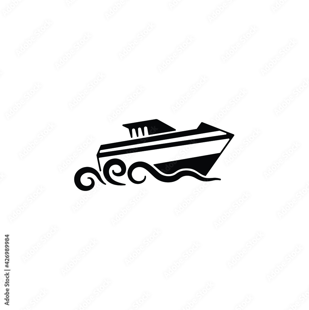 Speed boat with sea wave icon in trendy simple style isolated on white background. Symbol for your web site design, logo, app, UI. Vector illustration, EPS