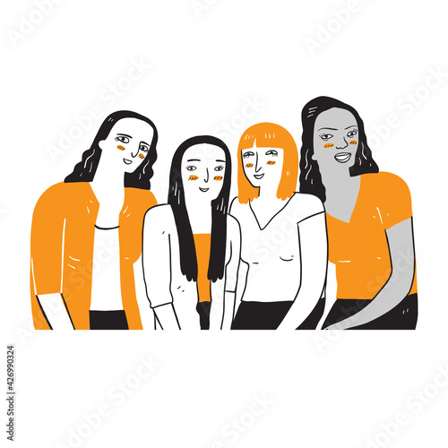 A group of women who are diverse in ethnicity and skin color