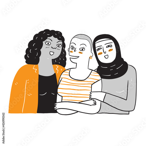 A group of women who are diverse in ethnicity and skin color