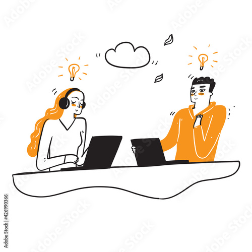 People characters develop creative business idea