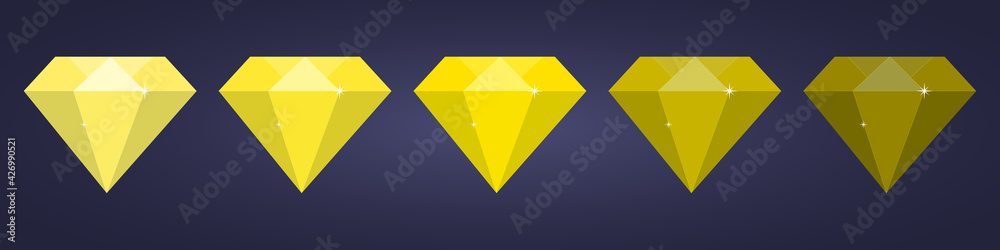 set of yellowflat diamond on dark background set of yellowflat diamond on dark background
