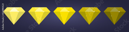set of yellowflat diamond on dark background