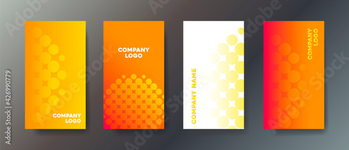 Set of four bright color abstract business cards with graphic elements and place for text. Vector illustration.