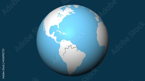 Brazil on the globe. Outline. Flag of Brazil. Satellite. MP4. Nine seconds.