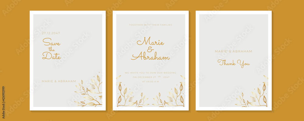Ornate wedding invitation, table number, menu and place card. Swirl floral templates. Classic vintage design. Ornate wedding invitation, table number, menu and place card. Swirl floral templates. Classic vintage design.