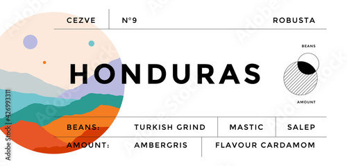 Label, minimalistic style. Graphic and typography design