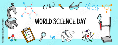 World Science Day Poster Or Banner Background. Vector illustration