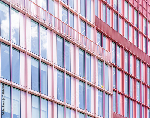 July 2020. London. Architecture and office windows in King Cross, London, England, UK