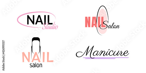 Trendy manicure logo set