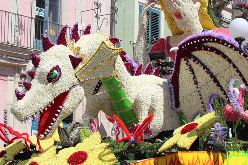 2017.04.30 Acireale, Sicily, Carnival of Acireale,
evocative image of allegorical floats and street artists photo