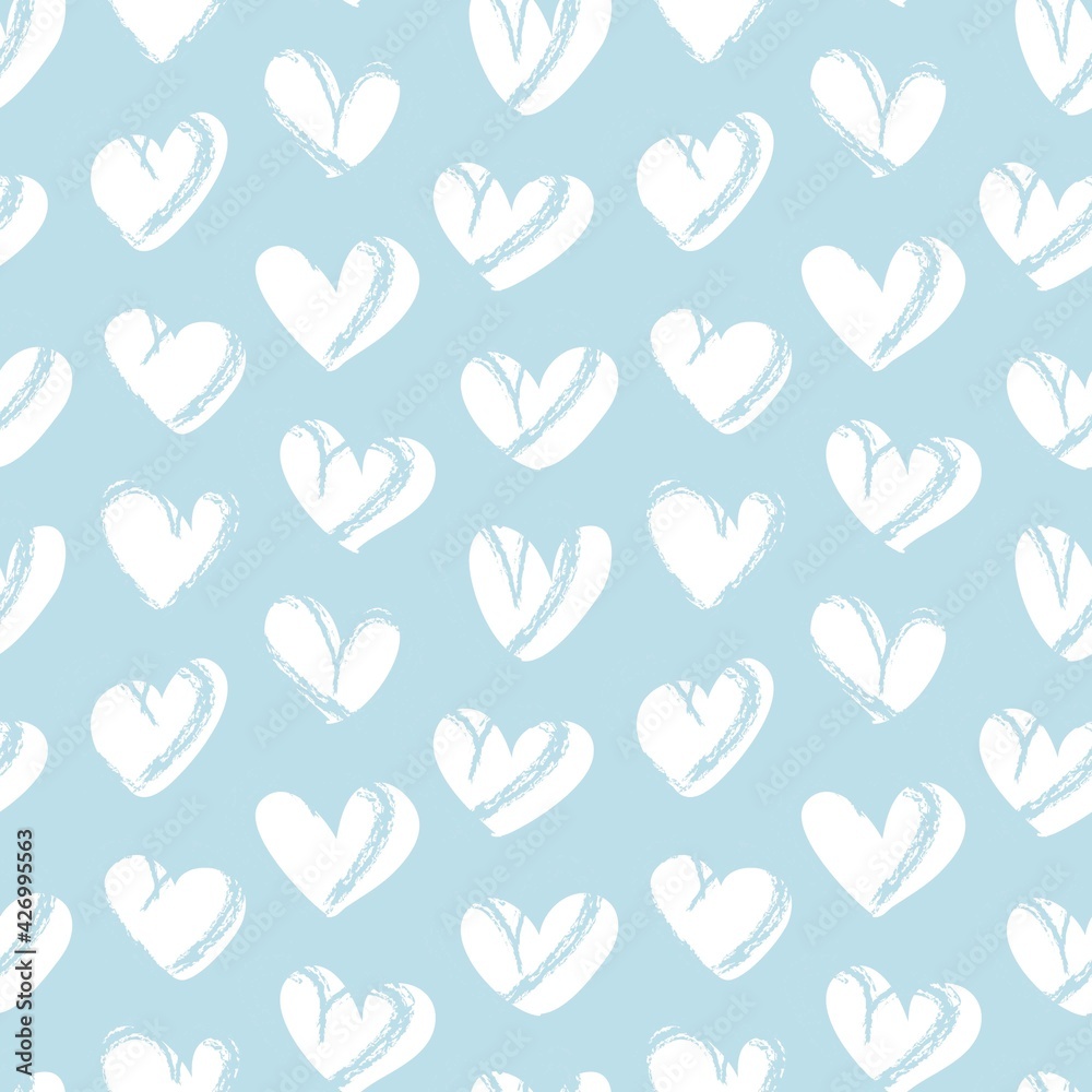 Pastel Heart shaped brush stroke seamless pattern background