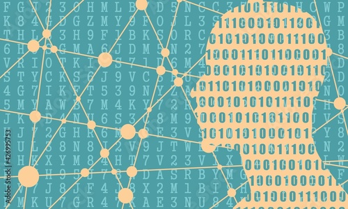 Artificial intelligence concept. Background with digital matrix