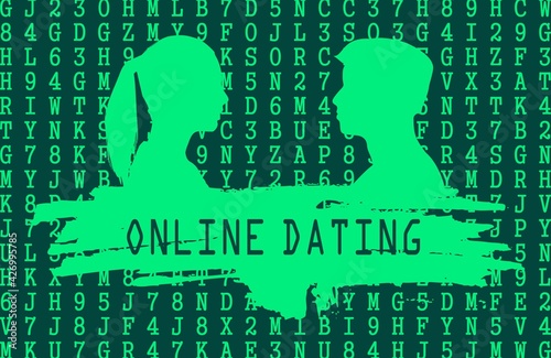 Concept of online dating. Man and woman communication