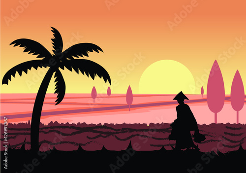 silhouette of a person on the oasis