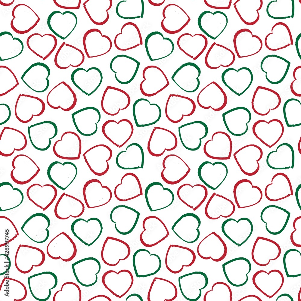 Christmas Heart shaped brush stroke seamless pattern background Christmas Heart shaped brush stroke seamless pattern background
