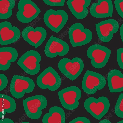 Christmas Heart shaped brush stroke seamless pattern background