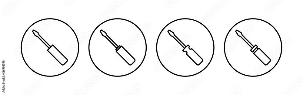Screwdriver icon set. tools icon vector