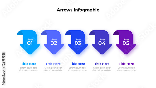 Infographic arrows design template. Modern vector illustration. Concept of 5 steps or options of business process