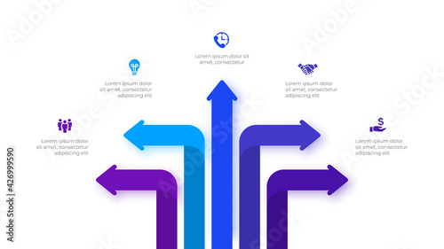 Infographic arrows design template. Modern vector illustration. Concept of 5 steps or options of business process