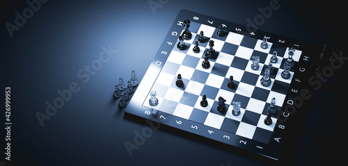 Chess game. Strategic desicion making. Plan and competition photo