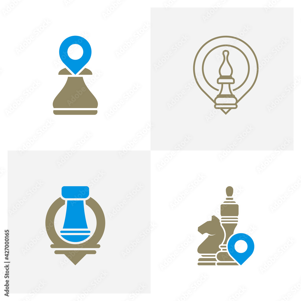 Set of Point Chess logo design vector illustration, Creative Chess logo design concept template, symbols icons Set of Point Chess logo design vector illustration, Creative Chess logo design concept template, symbols icons