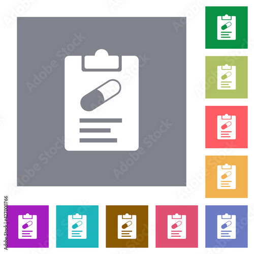 Medical prescription square flat icons photo