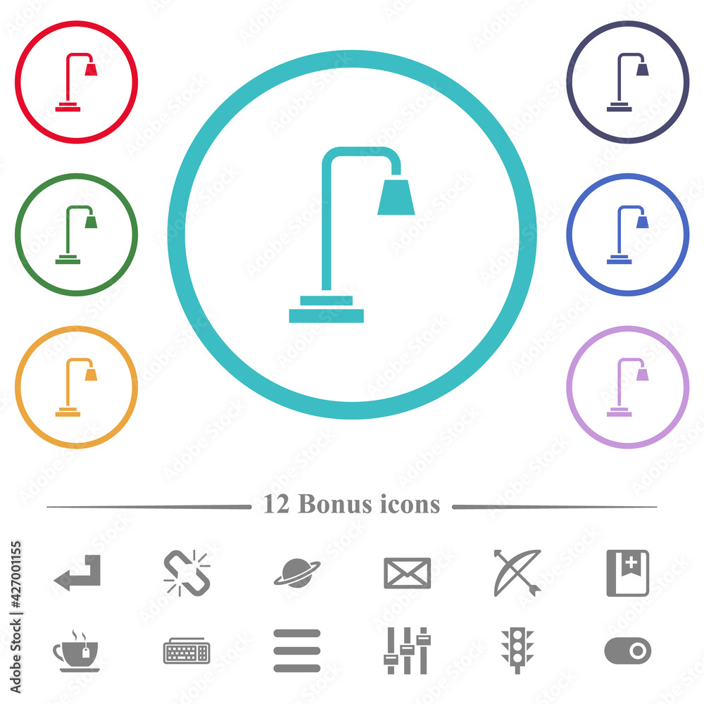 Street lamp flat color icons in circle shape outlines Street lamp flat color icons in circle shape outlines