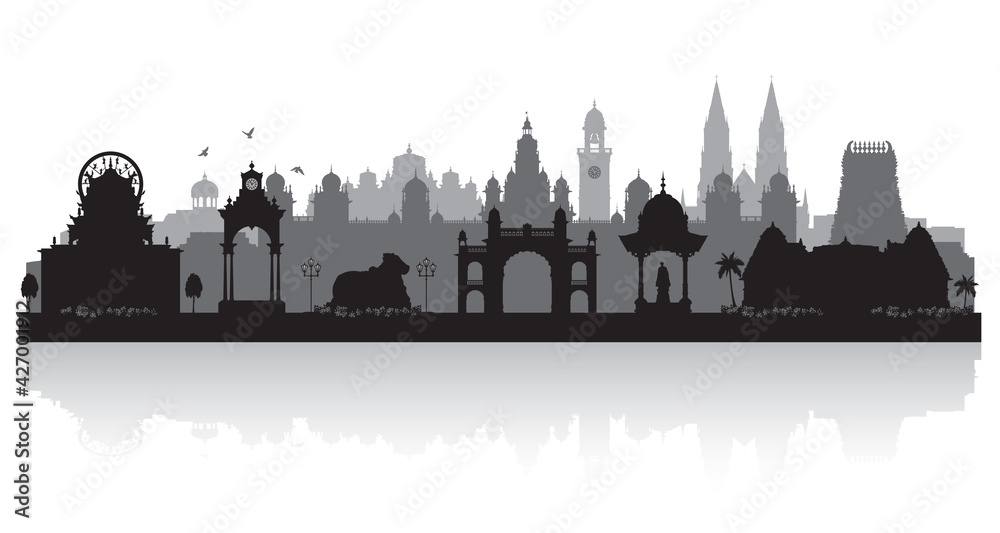 Fototapeta premium Mysore India city skyline silhouette