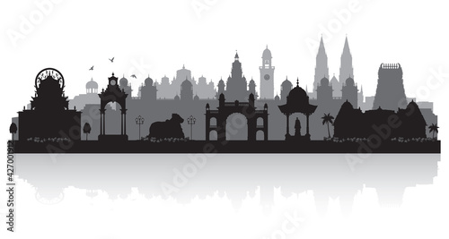Mysore India city skyline silhouette photo