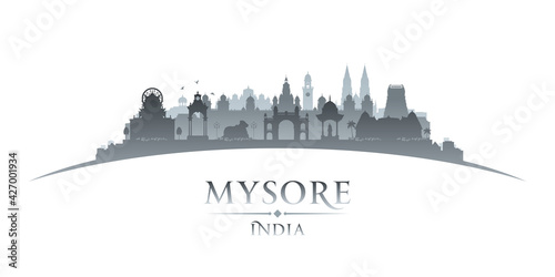 Mysore India city silhouette white background photo