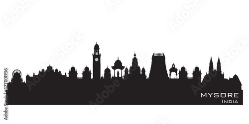 Mysore India city skyline vector silhouette photo