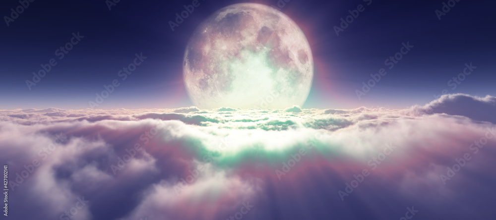 above clouds full moon illustration above clouds full moon illustration