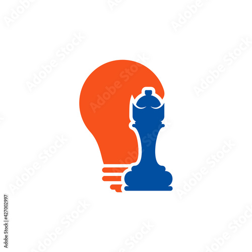 Bulb Chess logo design vector illustration, Creative Chess logo design concept template, symbols icons