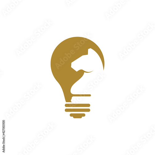 Bulb Chess logo design vector illustration, Creative Chess logo design concept template, symbols icons