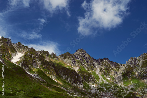 中央アルプス、木曾駒ヶ岳の登山風景