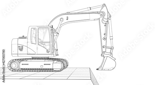 excavator machinery soncept 3d illustration