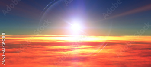 above clouds fly sunset sun ray