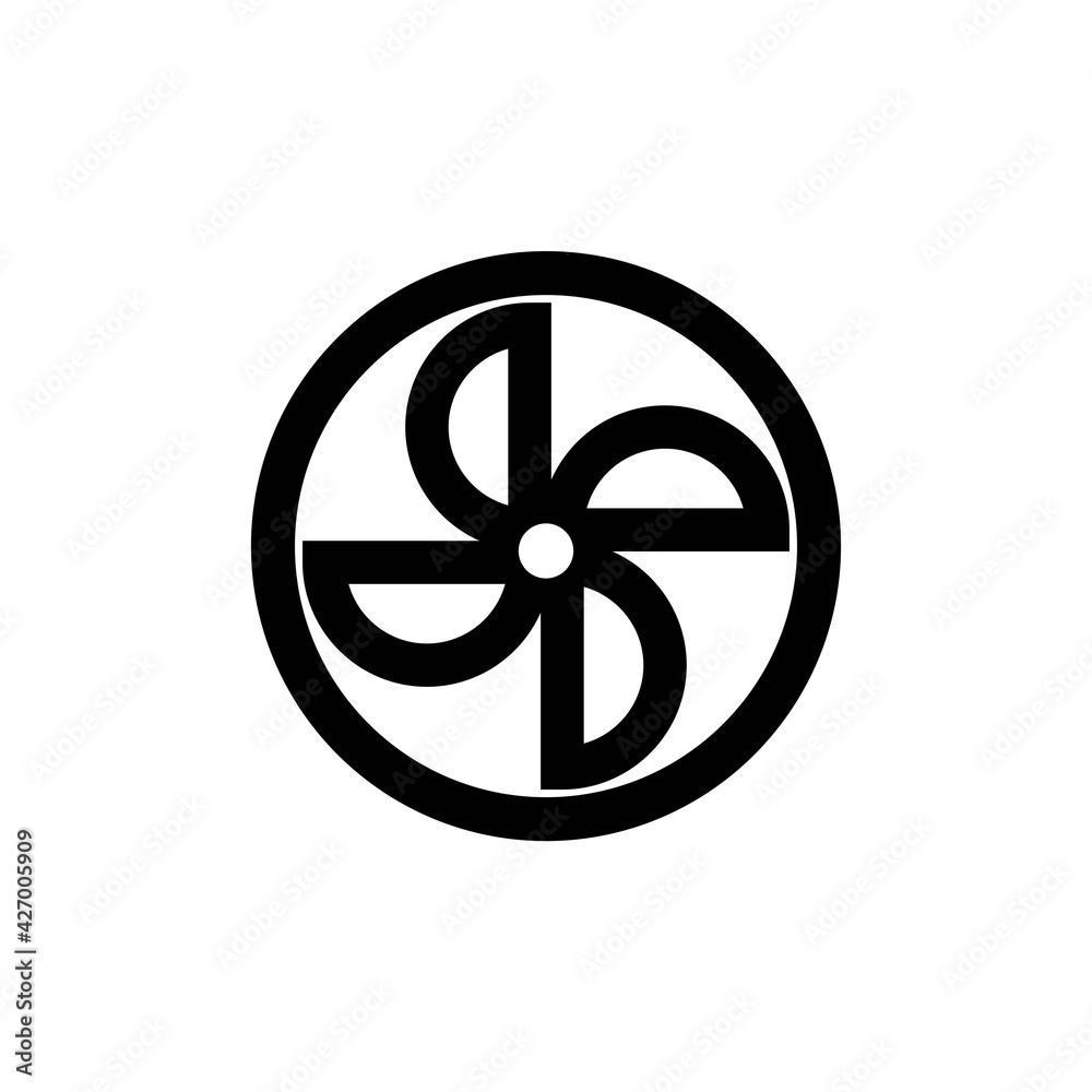 Outline icon. Propeller emblem. Isolated on white. Vector illustration Outline icon. Propeller emblem. Isolated on white. Vector illustration