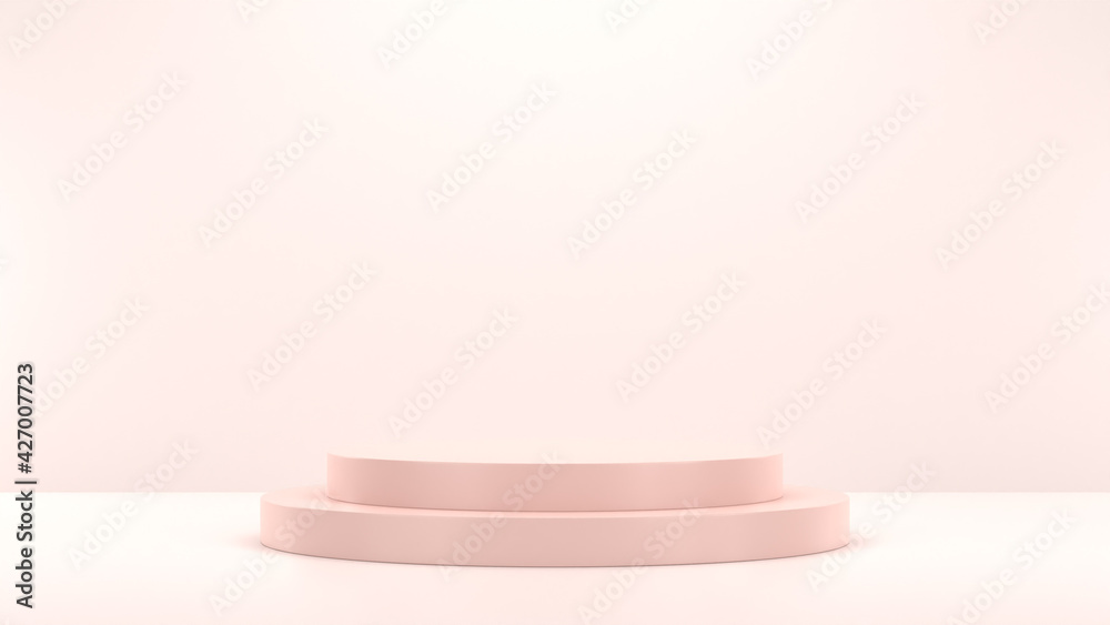 Minimal podium realistic mockup display cosmetic product presentation round empty cylinder stage in nude soft pink background 3D render illustration Minimal podium realistic mockup display cosmetic product presentation round empty cylinder stage in nude soft pink background 3D render illustration