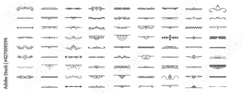 Set Black Simple Line Collection Doodle Border Elements Vector Design Style Sketch Isolated Illustration For Banner