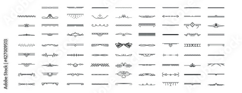 Set Black Simple Line Collection Doodle Border Elements Vector Design Style Sketch Isolated Illustration For Banner