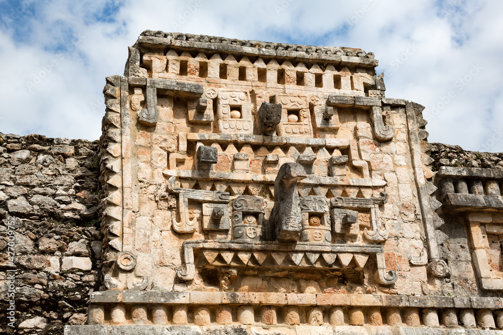 Chaac masks at Palace I in Mayan ruins site of Xlapak, Yucatan, Mexico