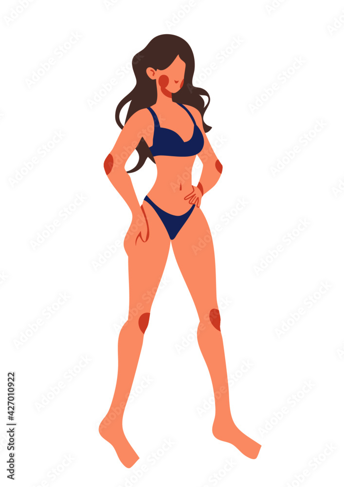 character full body fit woman Underwear standing concept of shapely and Good health cartoon flat lifestyle vector illustration
