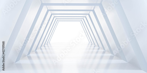 Fototapeta Naklejka Na Ścianę i Meble -  empty white abstract building hallway futuristic with concrete walls 3d render illustration