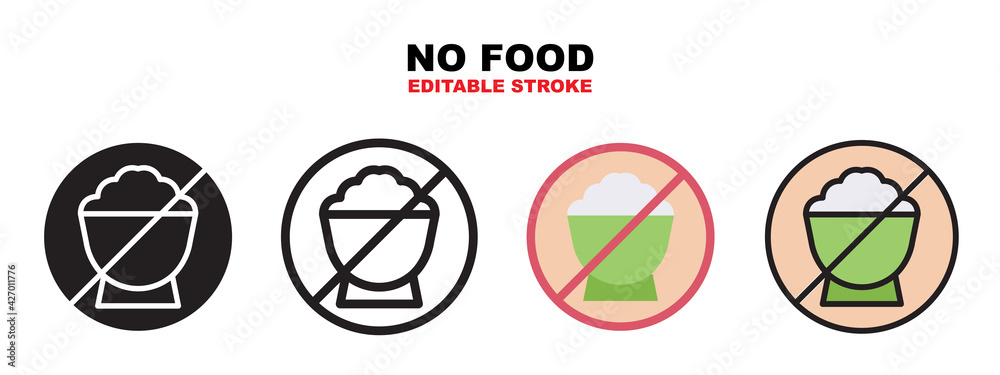 No Food icon set with different styles. Icons designed in filled, outline, flat, glyph and line colored. Editable stroke and pixel perfect. Can be used for web, mobile, ui and more. No Food icon set with different styles. Icons designed in filled, outline, flat, glyph and line colored. Editable stroke and pixel perfect. Can be used for web, mobile, ui and more.