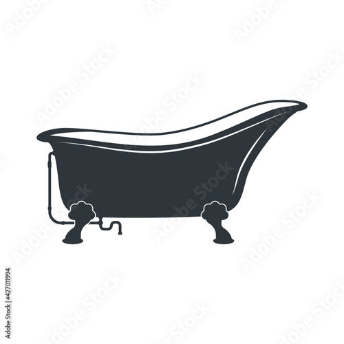 Bathtub Symbol, Bathtub Silhouette, Baht icon, Shower icon, Old Bathtub, Tub, Hot bath, Bath tub silhouette, for silhouette