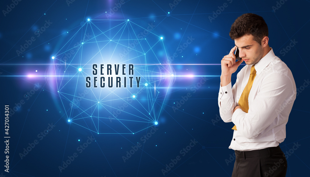 businessman thinking about security concept businessman thinking about security concept