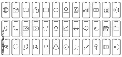 Mobile phone and app icons スマホとアプリのアイコン