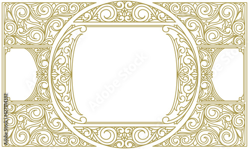 Decorative monochrome ornate vintage design blank card