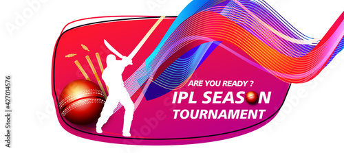 vector Illustration of cricket player ,Creative poster or banner design with background for Cricket Championship poster with illustration of batsman and bowler playing cricket championship 